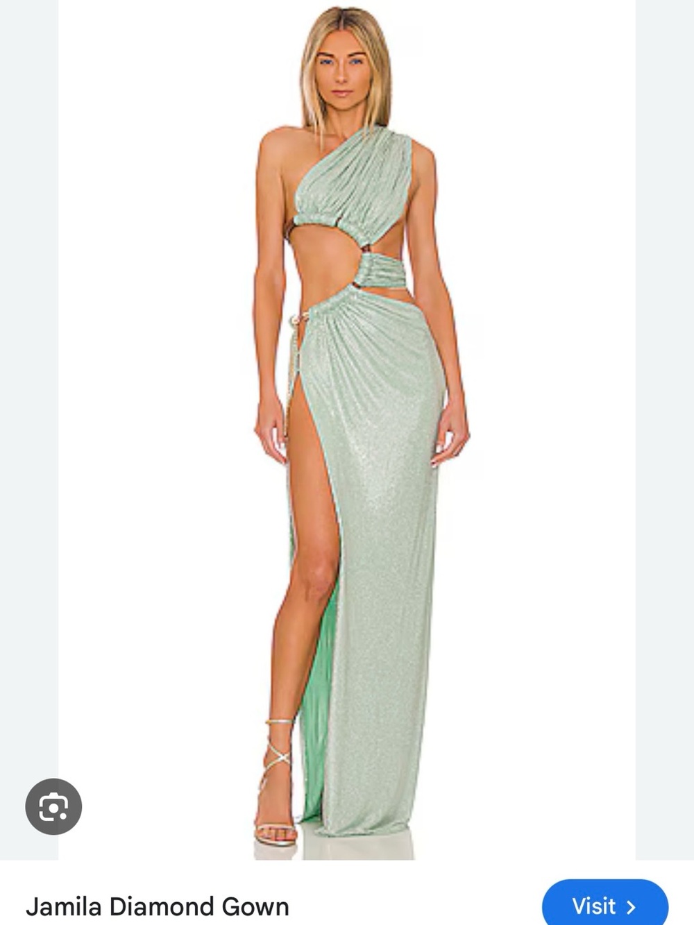 Bronx and Banco Mint Green One-Shoulder Jamila Diamond Gown